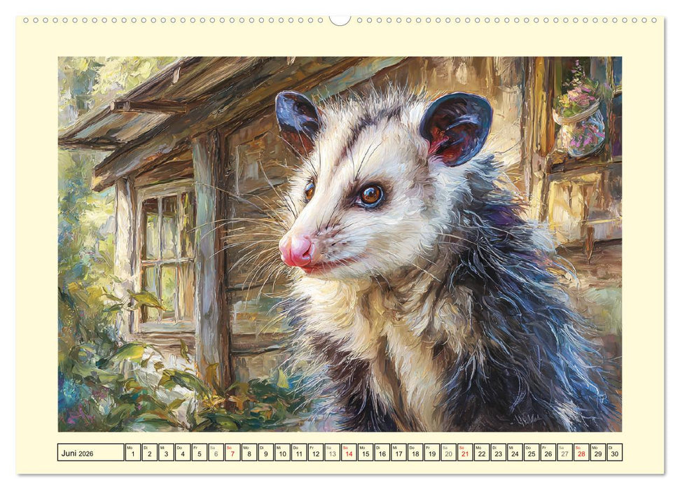 Opossums. Faszinierende Beutelratten in Öloptik (CALVENDO Premium Wandkalender 2026)