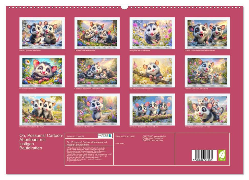 Oh, Possums! Cartoon-Abenteuer mit lustigen Beutelratten (CALVENDO Premium Wandkalender 2026)