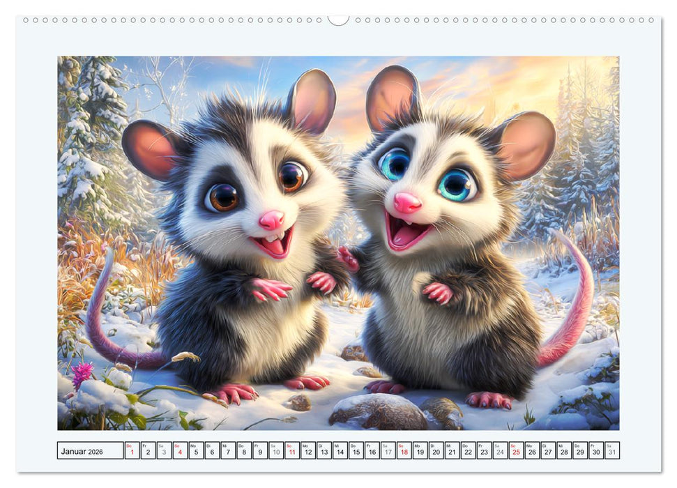 Oh, Possums! Cartoon-Abenteuer mit lustigen Beutelratten (CALVENDO Premium Wandkalender 2026)