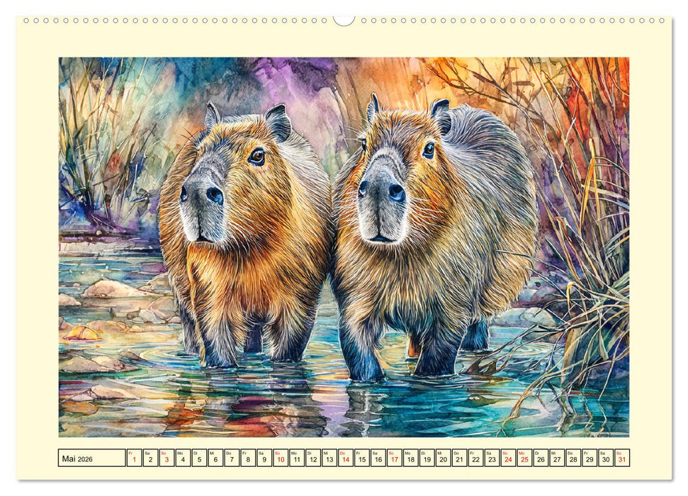 Wasserschweine. Bezaubernde Capybaras in der Natur (CALVENDO Premium Wandkalender 2026)