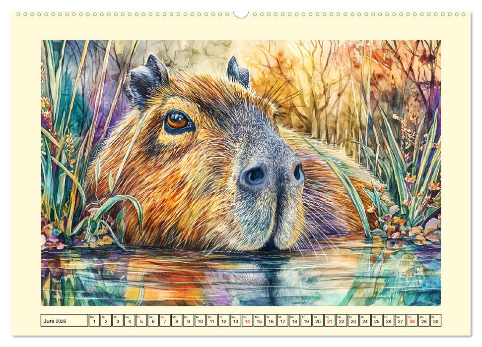 Wasserschweine. Bezaubernde Capybaras in der Natur (CALVENDO Premium Wandkalender 2026)