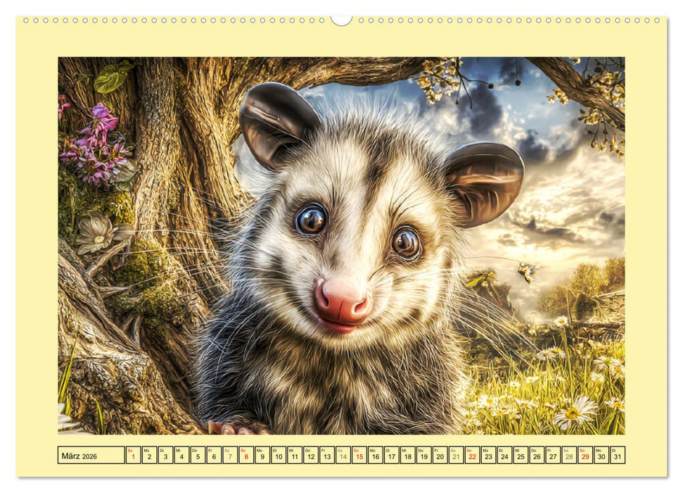 Sanfte Beutelratten. Opossums im stillen Rhythmus der Natur (CALVENDO Wandkalender 2026)