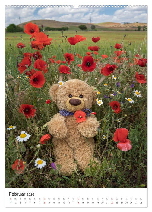 Travelling Teddy liebt Blumen und Blüten (CALVENDO Wandkalender 2026)