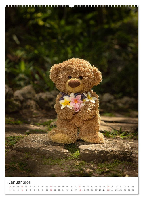 Travelling Teddy liebt Blumen und Blüten (CALVENDO Premium Wandkalender 2026)
