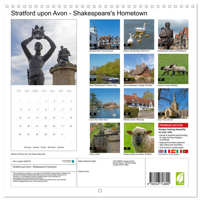 Stratford upon Avon - Shakespeare's Hometown (CALVENDO Monthly Calendar 2026)
