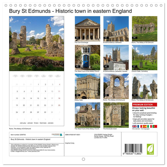 Bury St Edmunds - Historic town in eastern England (CALVENDO Monthly Calendar 2026)