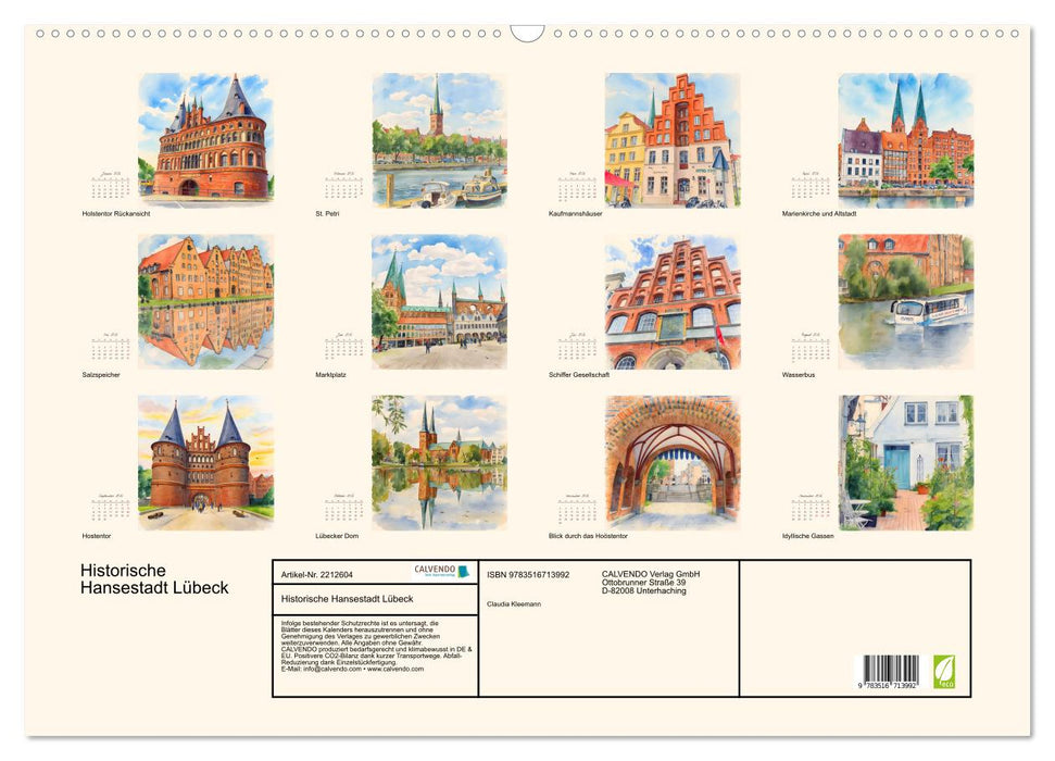 Historische Hansestadt Lübeck (CALVENDO Wandkalender 2026)