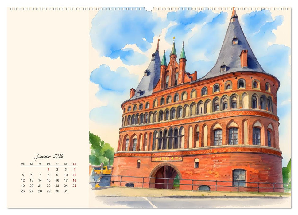 Historische Hansestadt Lübeck (CALVENDO Wandkalender 2026)