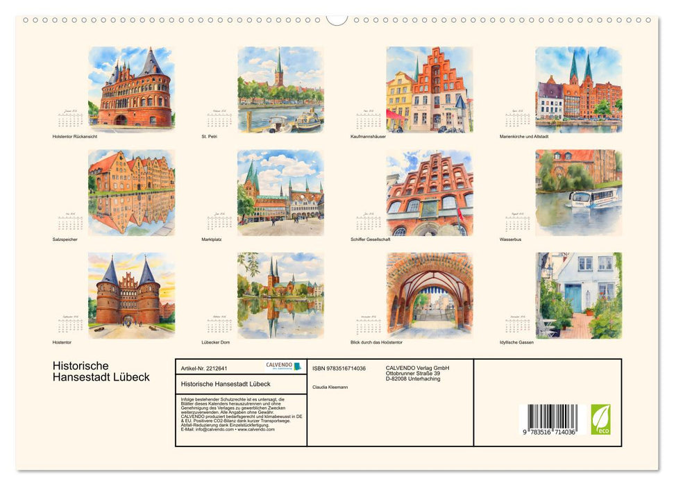 Historische Hansestadt Lübeck (CALVENDO Premium Wandkalender 2026)