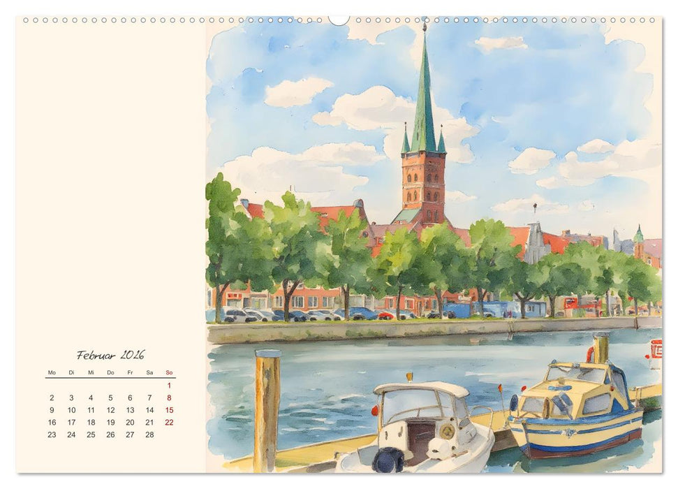 Historische Hansestadt Lübeck (CALVENDO Premium Wandkalender 2026)