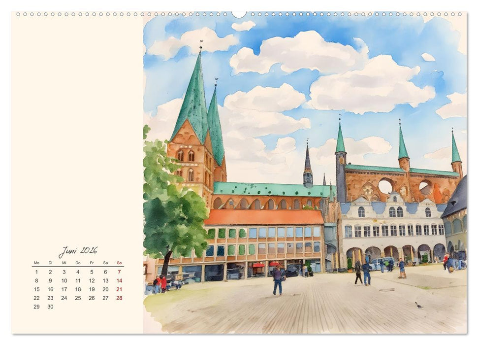 Historische Hansestadt Lübeck (CALVENDO Premium Wandkalender 2026)