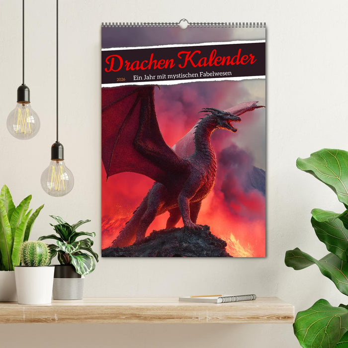 Drachen Kalender - ein Jahr mit mystischen Fabelwesen (CALVENDO Wandkalender 2026)