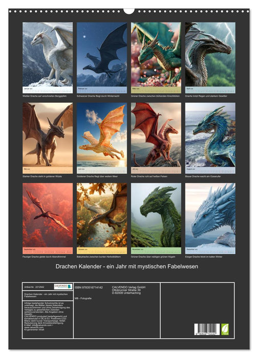 Drachen Kalender - ein Jahr mit mystischen Fabelwesen (CALVENDO Wandkalender 2026)
