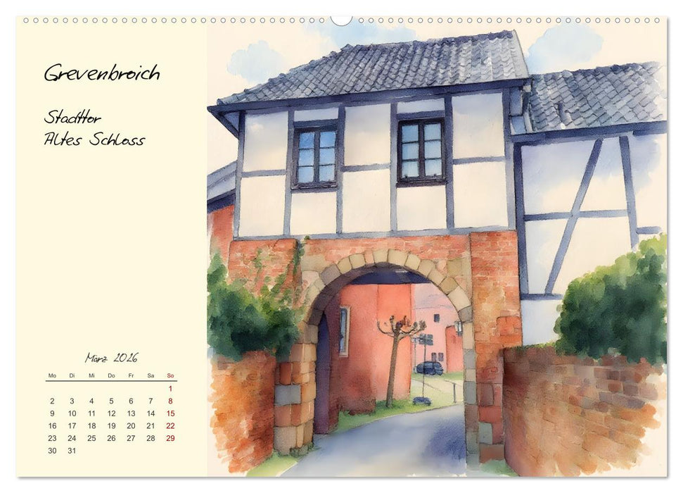 Historische Bauwerke im Rhein-Kreis Neuss (CALVENDO Wandkalender 2026)