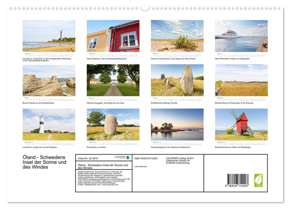 Öland - Schwedens Insel der Sonne und des Windes (CALVENDO Premium Wandkalender 2026)