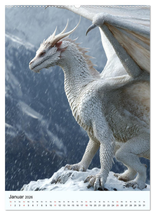 Drachen Kalender - ein Jahr mit mystischen Fabelwesen (CALVENDO Premium Wandkalender 2026)
