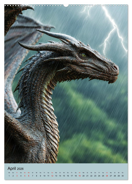 Drachen Kalender - ein Jahr mit mystischen Fabelwesen (CALVENDO Premium Wandkalender 2026)
