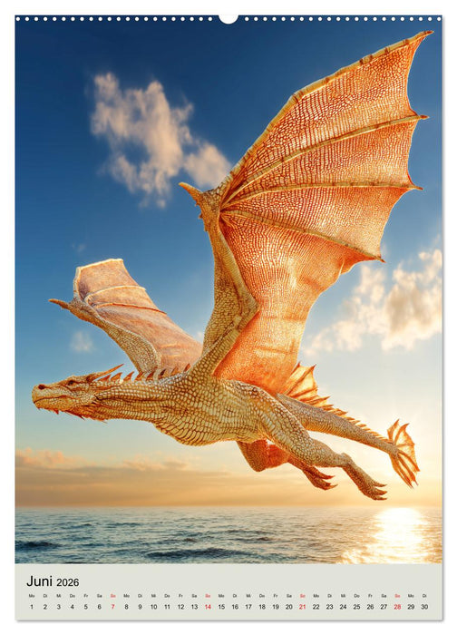 Drachen Kalender - ein Jahr mit mystischen Fabelwesen (CALVENDO Premium Wandkalender 2026)