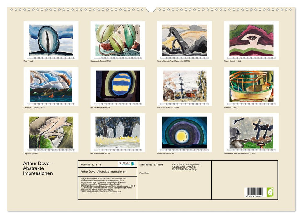 Arthur Dove - Abstrakte Impressionen (CALVENDO Wandkalender 2026)