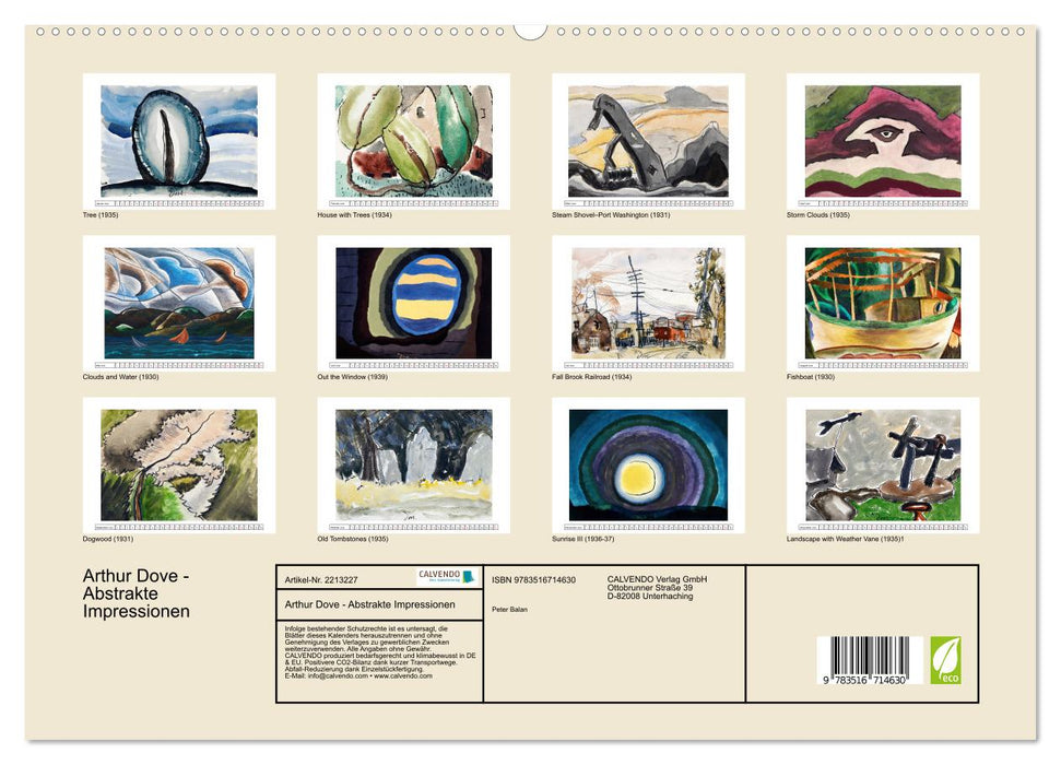 Arthur Dove - Abstrakte Impressionen (CALVENDO Premium Wandkalender 2026)