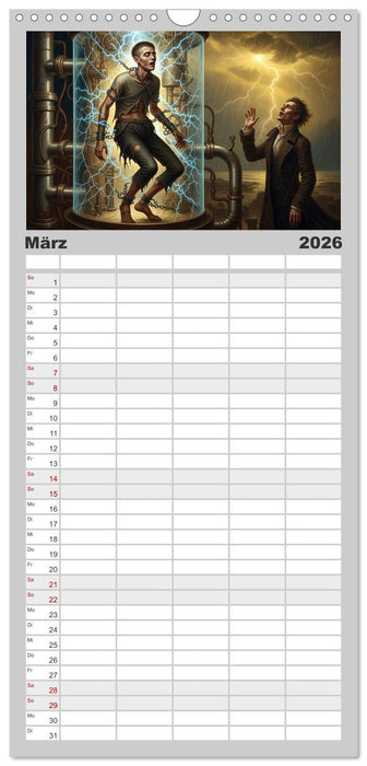 Victor Frankenstein und seine Schöpfung (CALVENDO Familienplaner 2026)