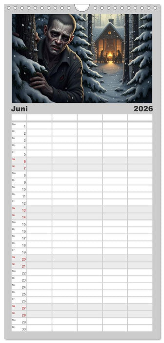 Victor Frankenstein und seine Schöpfung (CALVENDO Familienplaner 2026)