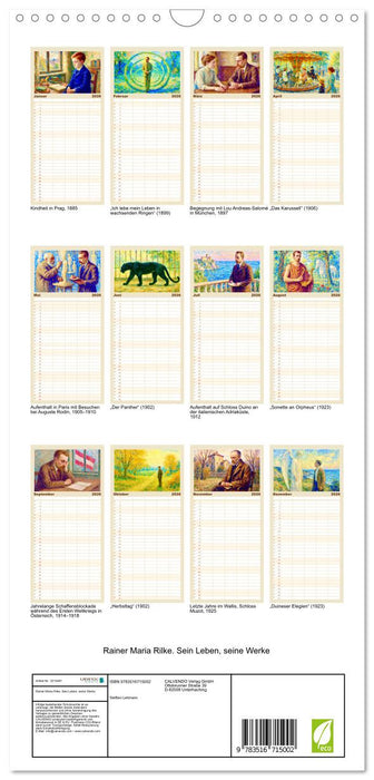 Rainer Maria Rilke. Sein Leben, seine Werke (CALVENDO Familienplaner 2026)