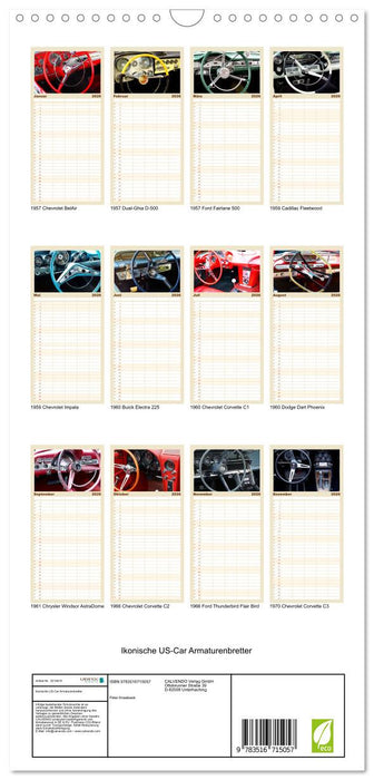 Ikonische US-Car Armaturenbretter (CALVENDO Familienplaner 2026)