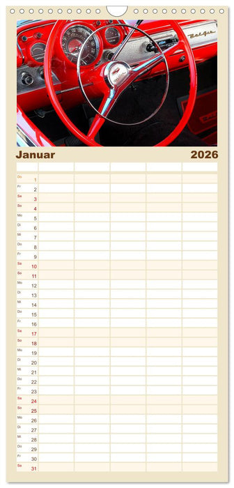 Ikonische US-Car Armaturenbretter (CALVENDO Familienplaner 2026)