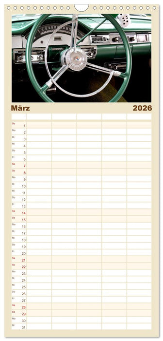 Ikonische US-Car Armaturenbretter (CALVENDO Familienplaner 2026)