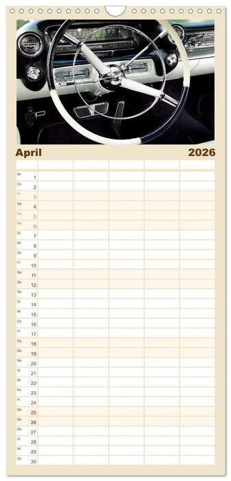 Ikonische US-Car Armaturenbretter (CALVENDO Familienplaner 2026)