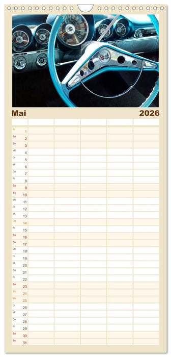 Ikonische US-Car Armaturenbretter (CALVENDO Familienplaner 2026)