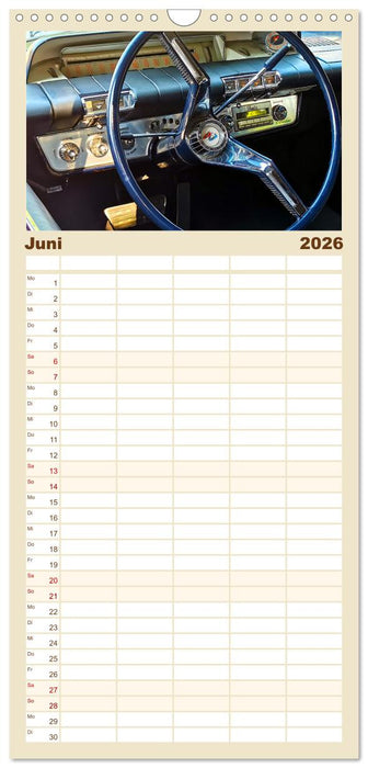 Ikonische US-Car Armaturenbretter (CALVENDO Familienplaner 2026)