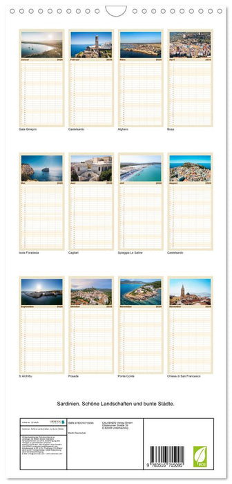 Sardinien. Schöne Landschaften und bunte Städte. (CALVENDO Familienplaner 2026)