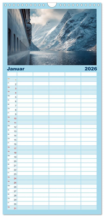 Kreuzfahrtschiffe Kalender - Kreuzfahrten und Giganten der Meere (CALVENDO Familienplaner 2026)