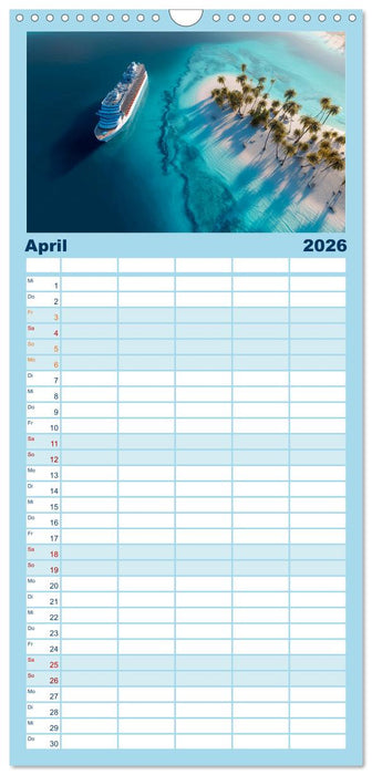 Kreuzfahrtschiffe Kalender - Kreuzfahrten und Giganten der Meere (CALVENDO Familienplaner 2026)