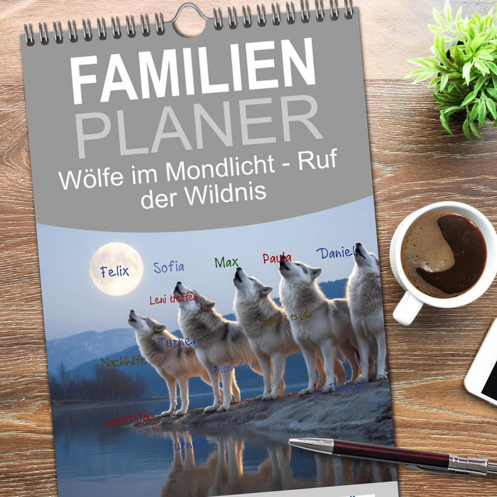 Wölfe im Mondlicht - Ruf der Wildnis (CALVENDO Familienplaner 2026)