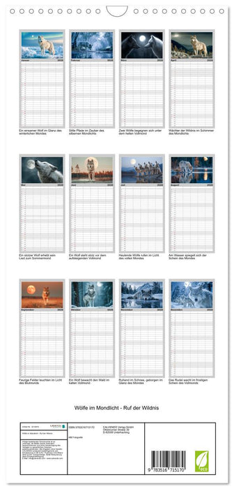 Wölfe im Mondlicht - Ruf der Wildnis (CALVENDO Familienplaner 2026)
