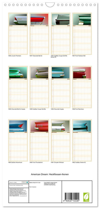American Dream: Heckflossen-Ikonen (CALVENDO Familienplaner 2026)