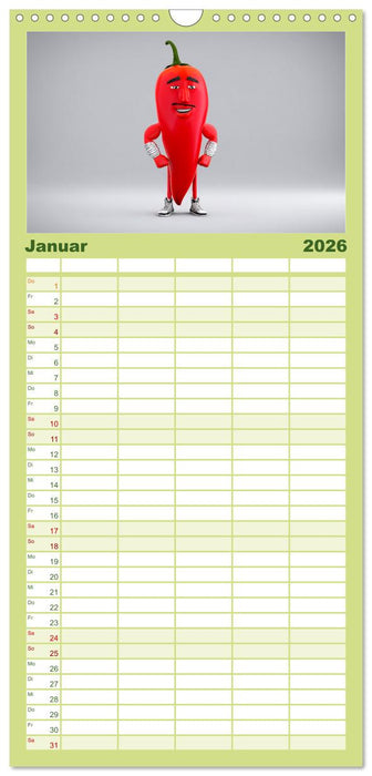 Vegane Power - Kalender für Veganer, Vegetarier und alle Pflanzenfans (CALVENDO Familienplaner 2026)