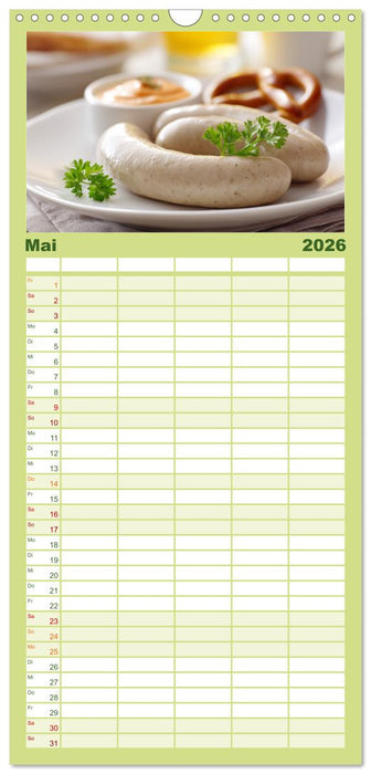 Bayrische Weißwurst - Traditioneller Küchenkalender für Genießer (CALVENDO Familienplaner 2026)