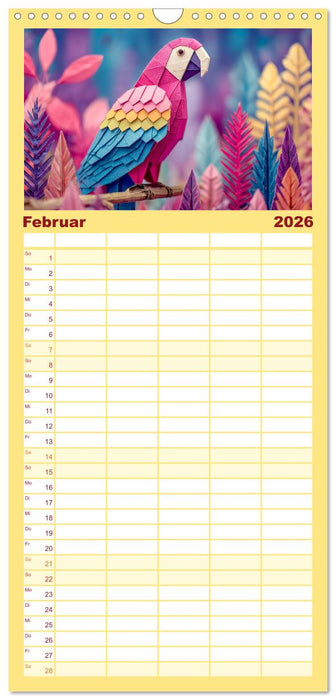 Origami Zoo - Bunter Tierkalender für Kinder und Familien (CALVENDO Familienplaner 2026)