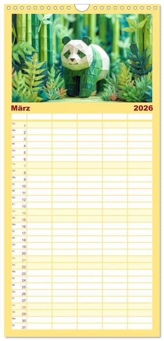 Origami Zoo - Bunter Tierkalender für Kinder und Familien (CALVENDO Familienplaner 2026)