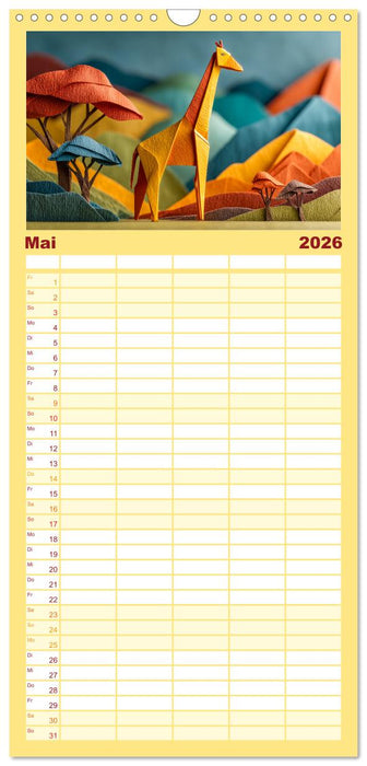 Origami Zoo - Bunter Tierkalender für Kinder und Familien (CALVENDO Familienplaner 2026)