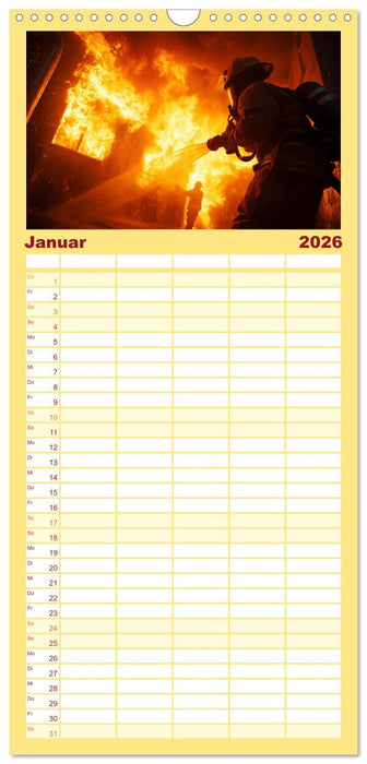 Feuer und Flamme - Feuerwehrkalender (CALVENDO Familienplaner 2026)