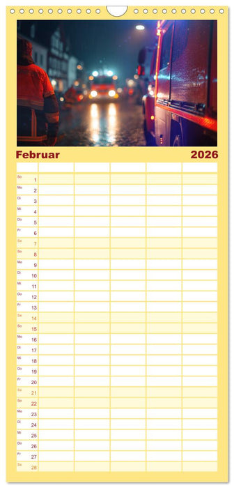 Feuer und Flamme - Feuerwehrkalender (CALVENDO Familienplaner 2026)