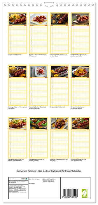 Currywurst Kalender - Das Berliner Kultgericht für Fleischliebhaber (CALVENDO Familienplaner 2026)
