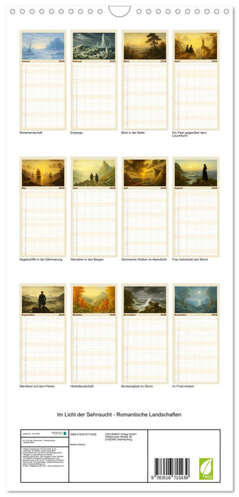 Im Licht der Sehnsucht - Romantische Landschaften (CALVENDO Familienplaner 2026)