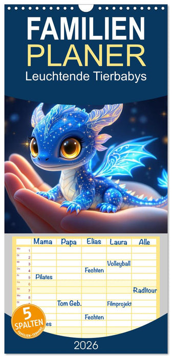 Leuchtende Tierbabys (CALVENDO Familienplaner 2026)
