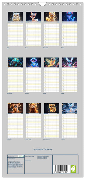 Leuchtende Tierbabys (CALVENDO Familienplaner 2026)